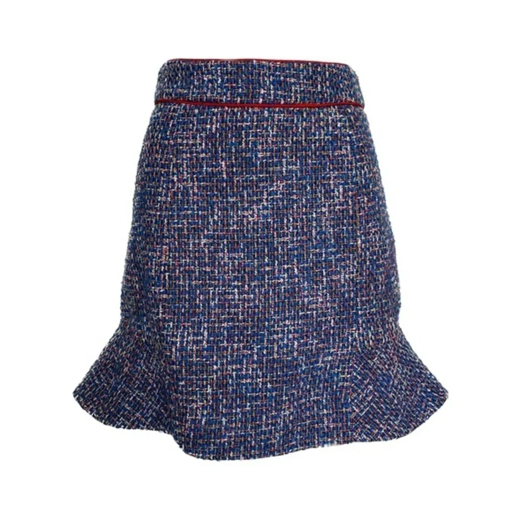 J. Crew Blue Red Flared Tweed Skirt Size 4